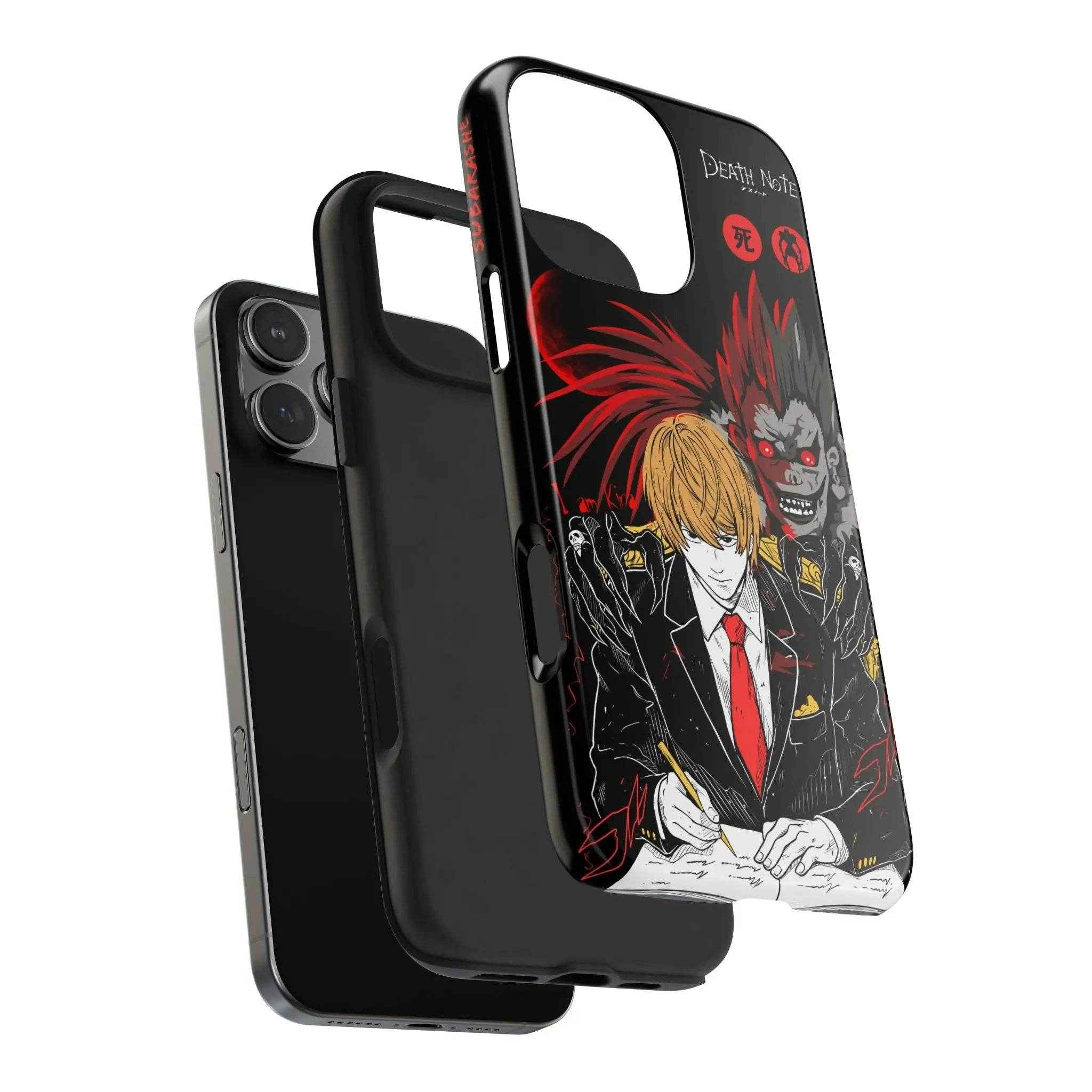 Anime-Inspired Tough Phone Case, Anime, Kira Ryuk Design, Durable Mobile Protection - SUBARASHE
